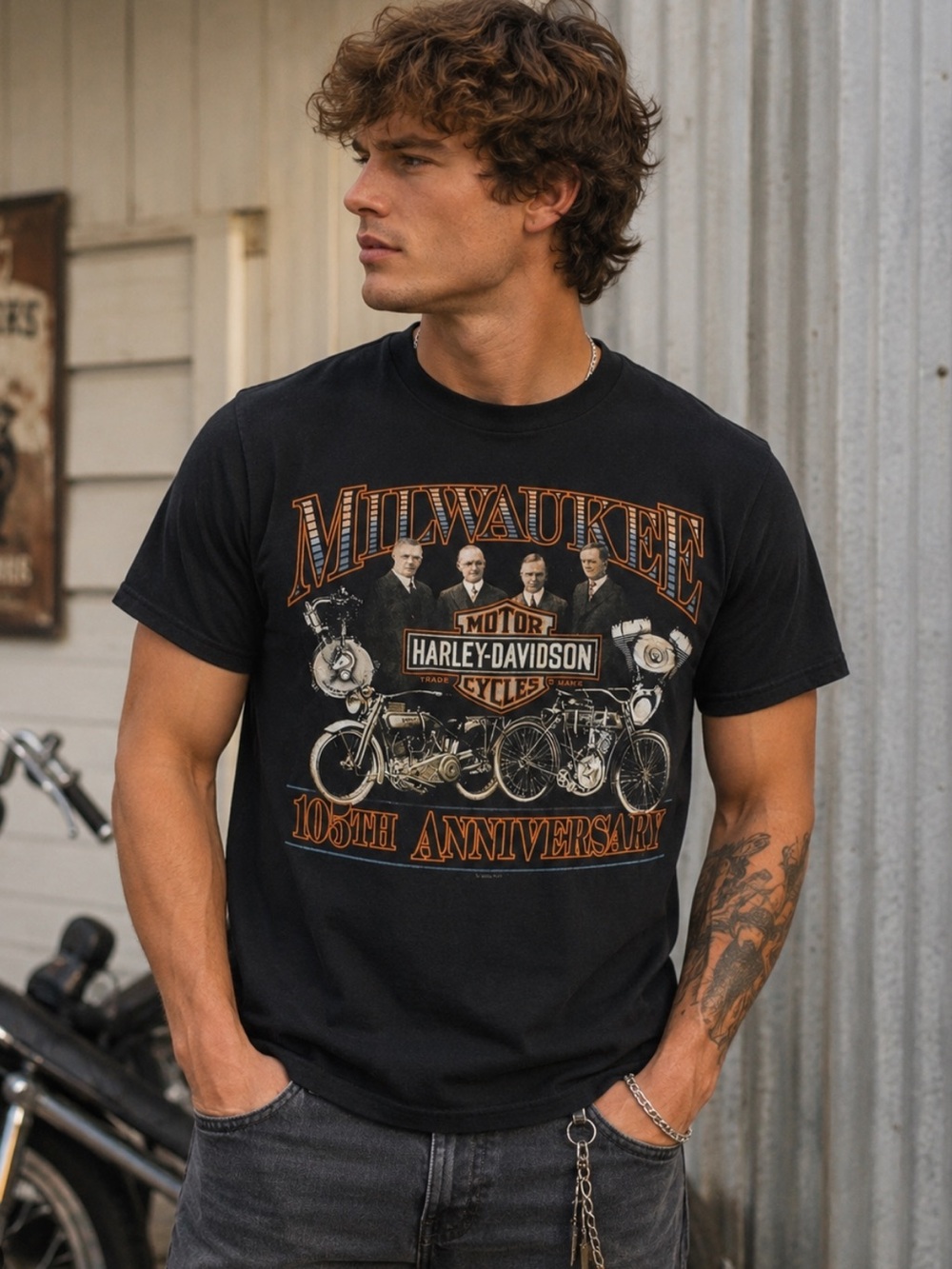 Harley-Davidson Milwaukee 105th Anniversary Black Graphic T-Shirt XL